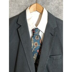 J.Crew Blazer Mens Large Cotton Khaki Blue Suit Coat Jacket Career Casual